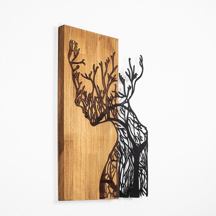 Wallity Tree Woman - 318 Decoración de Pared en Negro y Nogal